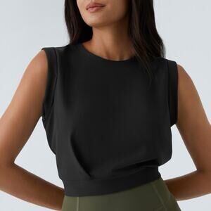 Halara Ribbed Flow Pet Hair Resistant Crew Neck Sleeveless Cropped Yoga Tank Top